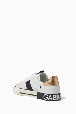 Buy Dolce Gabbana White Custom Sneakers in Leather For