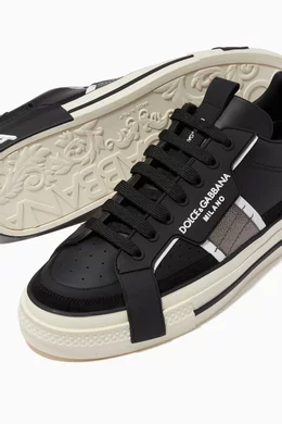 Buy Dolce Gabbana Black Custom Sneakers in Leather For