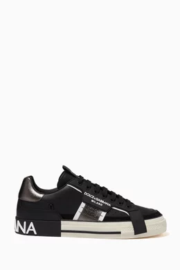 Buy Dolce & Gabbana Black Custom 2.Zero Sneakers in Leather For