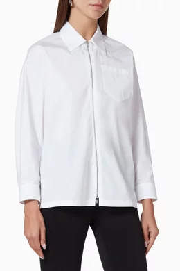 Buy Prada White Zipped Organic Poplin Shirt For Women Online