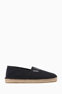 Valentino Black Canvas VLTN Espadrilles Valentino Garavani VLTN Canvas Espadrille Slip-On Shoes  main image 3