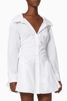 alexander wang cinched cotton shirt dress Buy Alexander Wang.t White Cinched Cotton Shirt Dress For Women Online