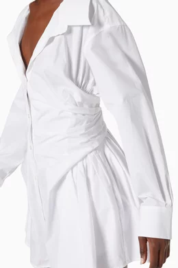 alexander wang cinched cotton shirt dress Alexander Wang Asymmetric Cinched Waist Dress, Black
