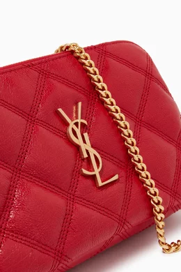 Buy SAINT LAURENT Red Becky Double Zip Pouch in Matelasse Lambskin For Women Online Ounass Oman