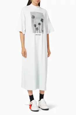 palm angels oversized t shirt dress Racing T-Shirt Dress in FUCHSIA MULTICOLOR for Women