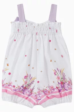 Buy Monnalisa White Maxi Bow Romper in Cotton For Baby Girls