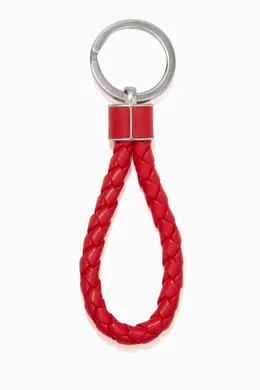 Buy Bottega Veneta Red Key Ring in Intrecciato Nappa For UNISEX