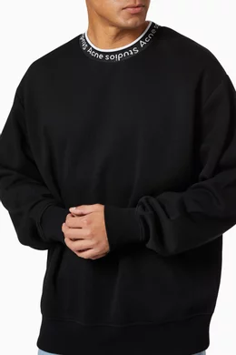 Buy Acne Studios Black Logo Ribbed Crewneck Oversized Jersey Sweatshirt For Men Online Ounass Oman