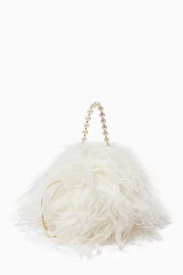 Buy VANINA Neutral L oiseau Rebelle Top Handle Bag with Ostrich Feathers For Women Online Ounass Oman