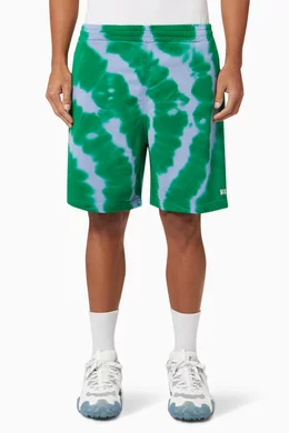 ショーツ MSGM TIE-DYE COTTON SWEAT SHORTS WITH MICRO LOGO PRINT Buy MSGM Green Tie-dye Micro Logo Shorts in Cotton For Men