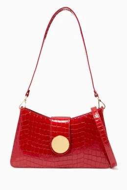Buy Elleme Burgundy Baguette Shoulder Bag in Croc embossed Leather For Women Online Ounass Oman