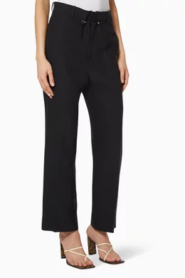Buy Rito Black Acetate Cotton Straight Pants For Women Online 