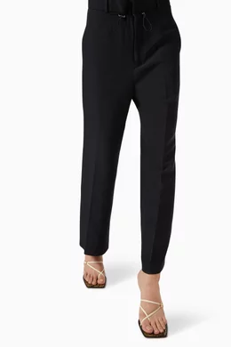 Buy Rito Black Acetate Cotton Straight Pants For Women Online 