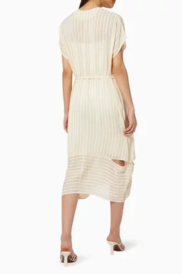 Buy Rito Neutral Stripe Jacquard Dress For Women Online | Ounass Oman 