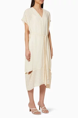 Buy Rito Neutral Stripe Jacquard Dress For Women Online | Ounass Oman