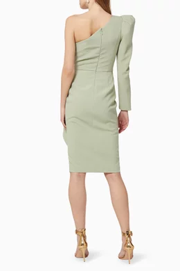 lavish alice green one shoulder dress $295 Lavish Alice Women's Green Satin Asymmetrical One-Shoulder Dress Size 6