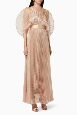 strapless open back dress Wholesale One Shoulder Pleated Fan Maxi Dress – City Goddess main image 1