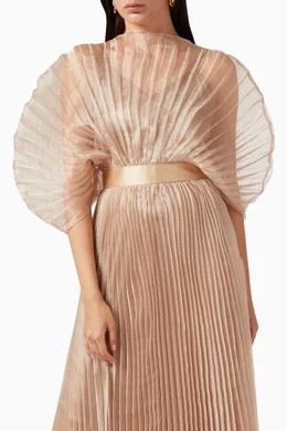 Buy Anaya Collection Gold Nina Pleated Fan Dress For Women Online | Ounass  Oman