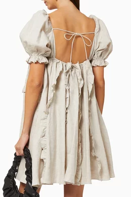 Buy Joslin Neutral Annika Linen Mini Smock Dress For Women Online | Ounass  Oman