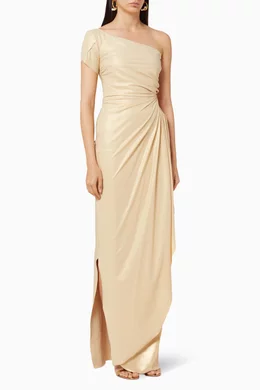 Buy Chiara Boni La Petite Robe Gold Aleksandrina One Shoulder Gown For  Women Online | Ounass Oman