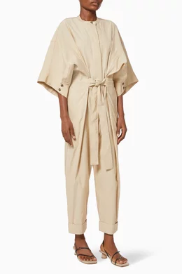 Buy Phillip Lim Neutral Smocked Waistband Jumpsuit in Cotton