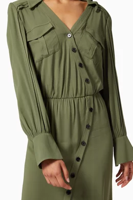 Buy Self-Portrait Green Stretch-Crepe Shirt Dress For Women Online | Ounass  Oman