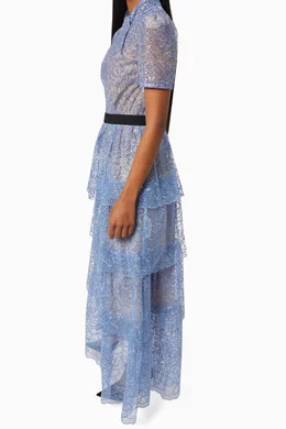 self portrait blue floral sequin midi dress Blue Sequin Embellished Midi Dress  self-portrait-US