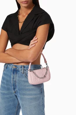 Buy BY FAR Pink Mini Rachel Bag in Circular Croco Embossed Leather For Women Online Ounass Oman