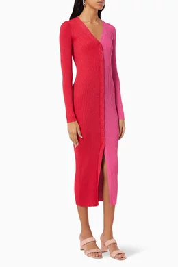 staud pink sweater dress Shoko Sweater Midi Dress