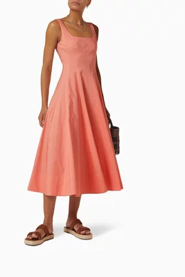 Buy Staud Orange Wells Dress in Cotton Poplin For Women Online | Ounass Oman