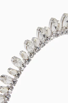 Buy Alessandra Rich Silver Crystal and Pearl Headband For 