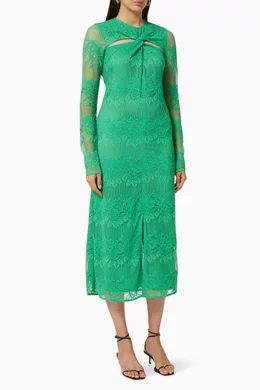 white cotton lace maxi dress Miss Circle Women's Oberon White Cotton Eyelet Lace-Up Back Maxi Dress main image 0
