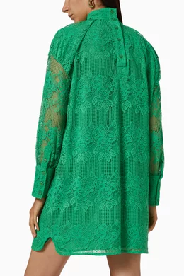 Buy Ganni Green Lace Mini Dress For Women Online | Ounass Oman