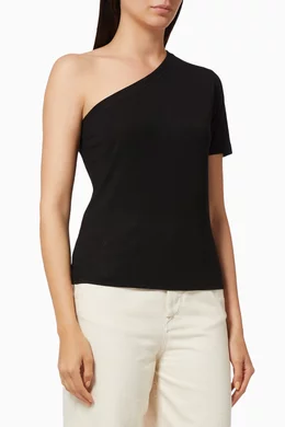 Buy Ninety Percent Black One Shoulder Top in Tencel Online for Women Ounass Oman
