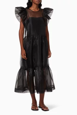 jonathan simkhai ines ruffled tiered recycled organza midi dress Simkhai Women's Beaux Tiered Mini Dress - Black