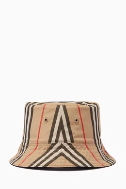 Buy Burberry Neutral Reversible Bucket Hat in Cotton Twill  display picture 2
