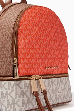 Buy Michael Kors Orange Medium Rhea Backpack in Logo Canvas  display picture 3