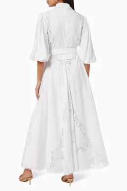 Buy Costarellos Neutral Pavlina Linen-blend Lace Shirtdress For Women  Online | Ounass Oman