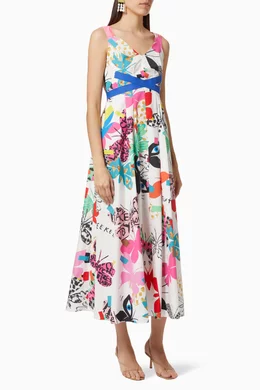 Buy Weekend Max Mara White Vista Dress in Flutterflies-print