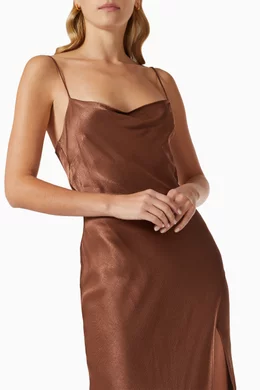 bec and bridge brown satin dress Bec and Bridge Brown Moon Dress by Bec and bridge