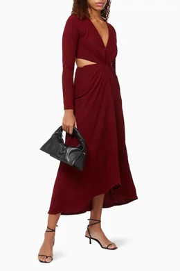 acler burgundy dress staring contest!  #aclerwoman #burgundydress #anniversaryfitcheck  #rodeodrive #explore Pleated Acler dress, burgundy dress, holiday fit  inspo, Kelly Pochette, Sabyasachi's belt, outfit details, red bottoms,  sardine glasses, pear cut tennis
