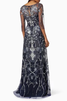Buy Marchesa Notte Blue A-line Gown in Sequin Tulle For Women Online |  Ounass Oman