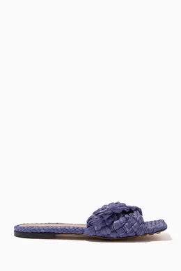 Buy Bottega Veneta Purple Stretch Flat Sandals in Intrecciato