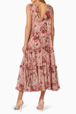 Buy Zimmermann Pink Cassia Frill Midi Dress in Silk For Women Online |  Ounass Oman