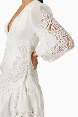 zimmermann mae lace mini dress ZIMMERMANN Mae Lace Ramie-Blend Midi Dress