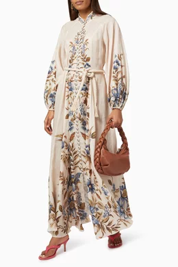 Buy Zimmermann White Aliane Billow Long Dress in Linen For Women Online |  Ounass Oman