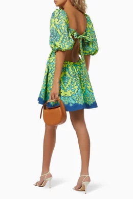 zimmermann nina cut out mini dress Hire Nina Cutout Mini Dress in Lime | Zimmermann