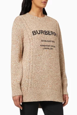 Buy Burberry Color Horseferry Oversized Sweater in Wool Cotton Cable Knit Online for Women Ounass Oman