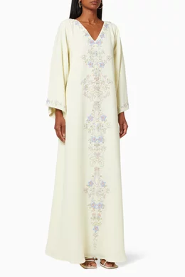 Buy Fatma with Love Yellow Floral Embroidered Dress in Chiffon For Women  Online