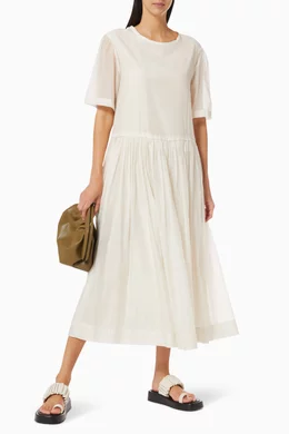 max mara silk and cotton voile dress Max Mara | Woman - Cotton and silk voile maxi dress - Kaki